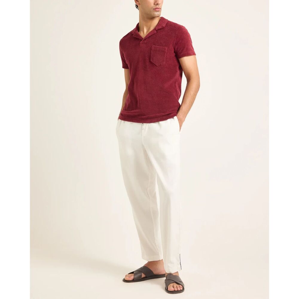 Orlebar Brown Terry Cloth Polo Dark Ruby Red Shirt Men's Size Large